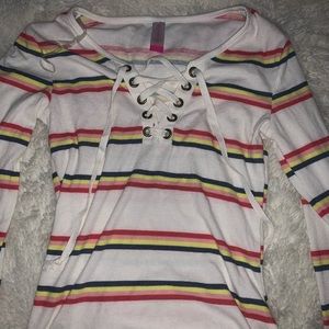 Rainbow striped long sleeve shirt